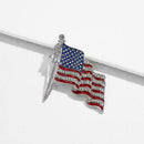 American Flag USA National Flag Star Lapel Pins Crystal Brooch Badge L0Y4