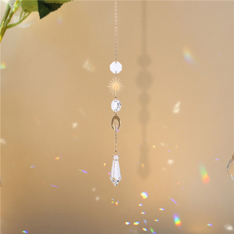 Crystal Sun Moon Hanging Meatal Pendant Home Car Decor (A)