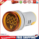 220V AC Round LED Digital Display Voltage Meter Ampermeter Monitor (Yellow)