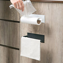 Kitchen Self-adhesive Roll Paper Holder Bathroom Towel Storage Rack (White)