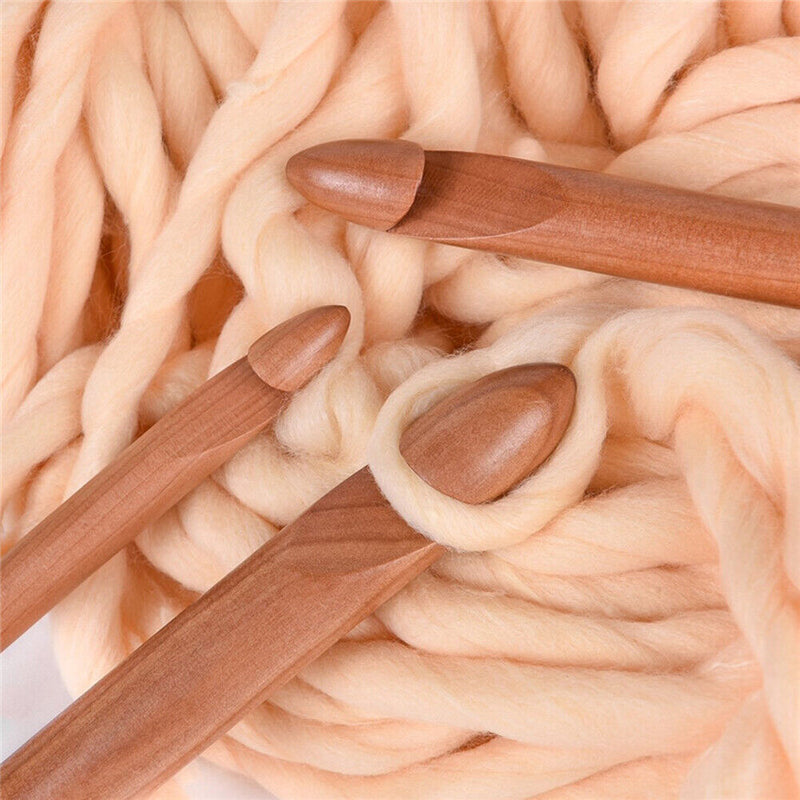 3pcs Knitted Crochet Bamboo Wood Hooks DIY Crafts Knitting Needles Gadgets