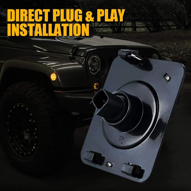 Front Fender LED Side Marker Lights Clear Lens for 07-18 Jeep Wrangler JK Sport