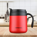 350ml Stainless Steel Vacuum Flask Handle Lid Portable Water Cup (Red) Newly