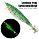 8cm Luminous Wood Shrimp Bait with Squid Jigs Hook Fishing Lures (Green)