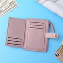 Women Fashion Solid Color Multi-slot Card Holder PU Leather Wallet (Purple)
