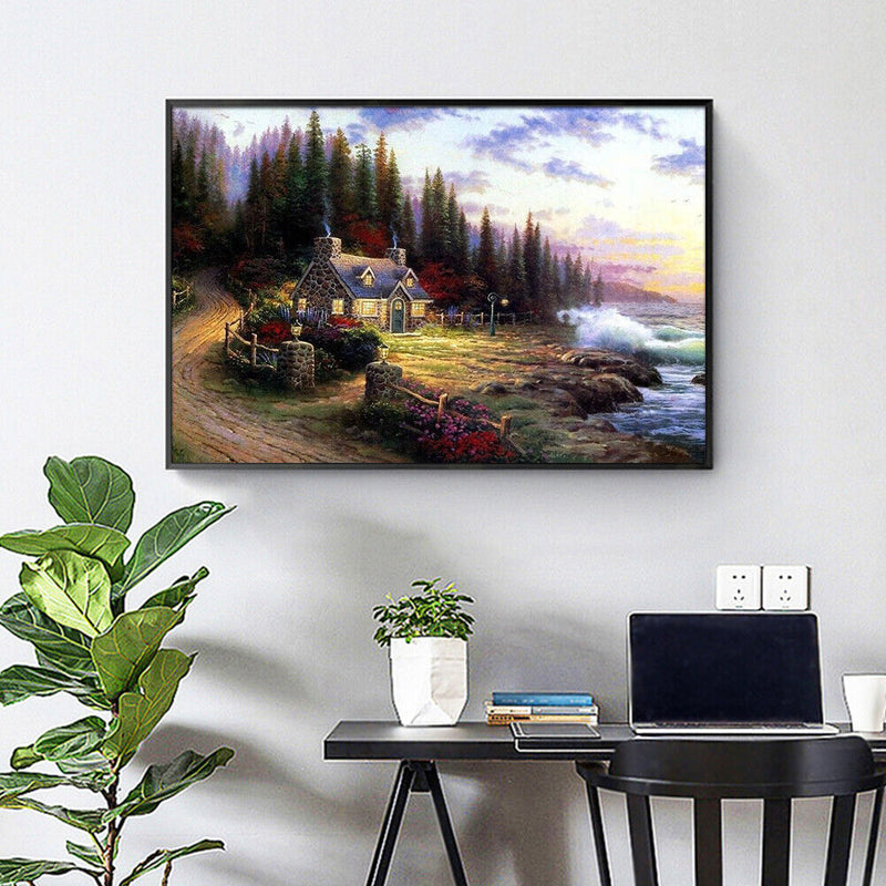 Beach House Oil Painting By Numbers Canvas Wall Drawing Kits DIY Gift Home Decor