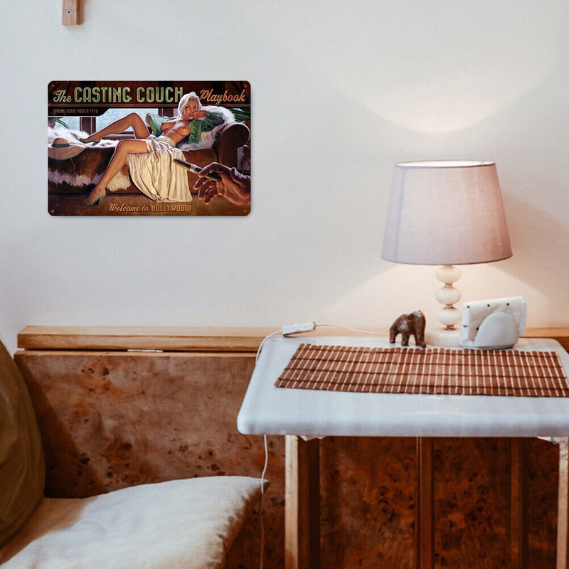 Car Sexy Lady Metal Plate Painting for Bar Pub Tin Plaques Wall Sign (A)