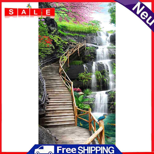 Oil Paint By Numbers Fall Road Frameless Picture Craft Kit for Home Living Room