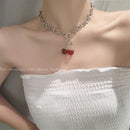 Steel Gothic Link Chain Hip Hop Necklace Cherry Pendant Clavicle Chain