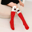 Girls Cartoon Socks Cotton Baby Child Knee High Long Stockings (White Bear