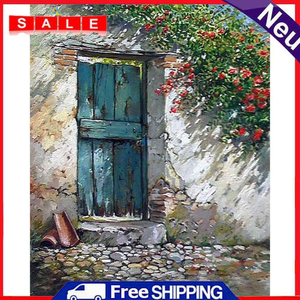 Oil Paint By Numbers Door Wall Flower Frameless Picture Craft Kit for Bedroom