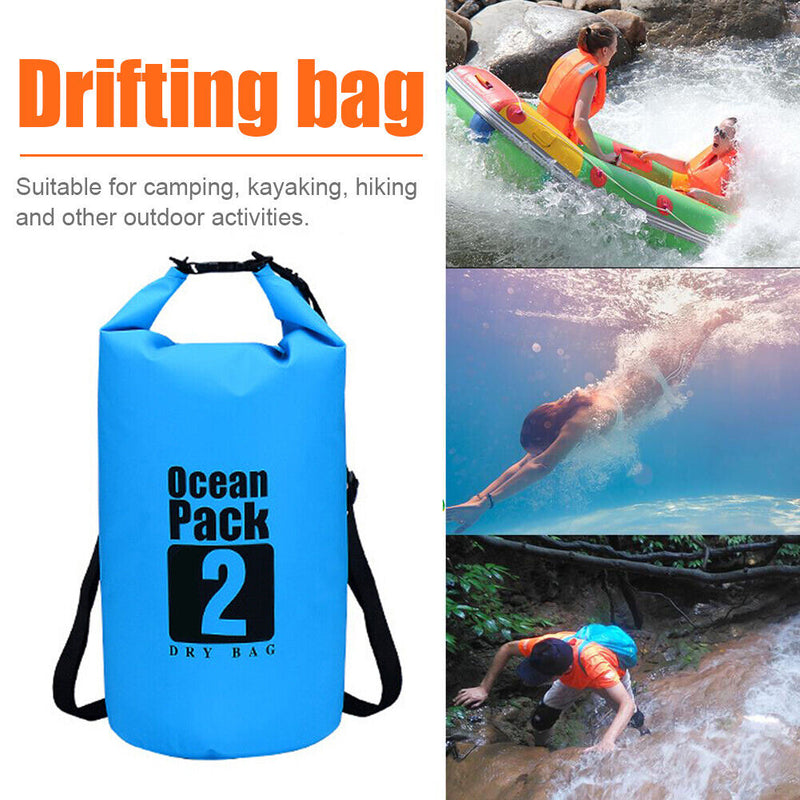 2L Waterproof Dry Bag Swimming Outdoor Drift Kayaking Storage Pack (Blue) Newly