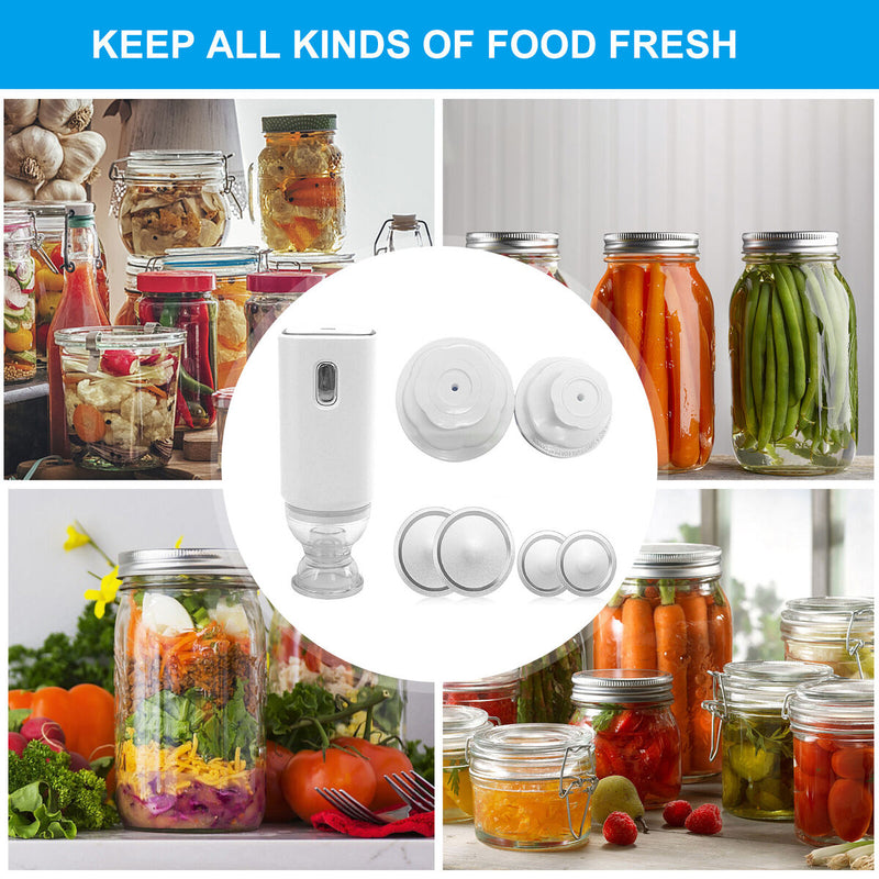 Mason Jar Sealer - Rechargeable Full Automatic Jar Vacuum Sealer Attachment
