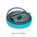 Outdoor Folding Silicone Kettle Portable Mini Boiling Pot w/ Handle (Blue) Newly