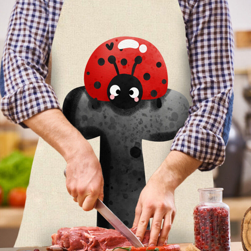 Ladybug T Linen Kitchen Apron Household Waterproof Pinafore Bibs (82x68cm)