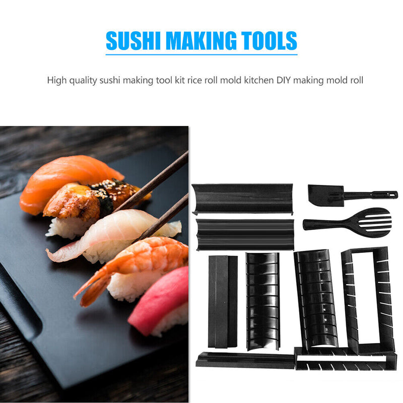 10pcs/set DIY Sushi Roller Bazooka Rice Meat Vegetables Roll Mold Kitchen Gadget