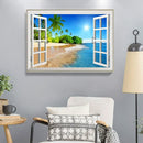 Full Round Drill Diamond Window View? Beach Picture of Rhinestone (B012)