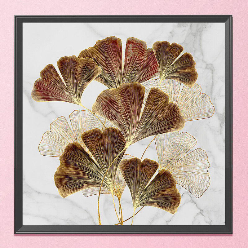 Ginkgo Leaf Stamped Cross Stitch Kits 11CT Printed Embroidery DIY Handmade Cr