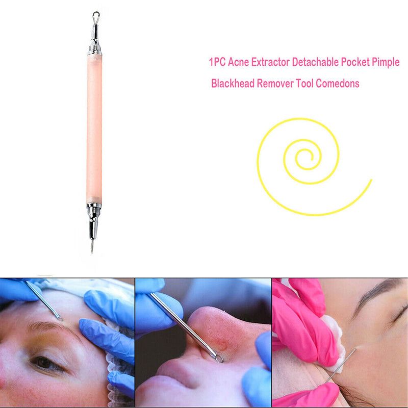 Portable Double-Head Face Blackhead Acne Remover Needle Pimple Blemish Extractor