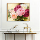 Full Cross Stitch 11CT Cotton DIY Peony Handmade Stamped Needlework Craft D