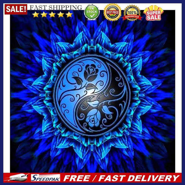 DIY Blue Mandala Frameless Oil Paint by Numbers Kit Picture Handpainted Dec