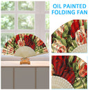 Oil Paint Folding Fan By Numbers DIY Rose Painted Art Craft Handmade Digita
