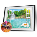 5D DIY Diamond Painting Window View Full Round Drill Mosaic Art Picture Kits