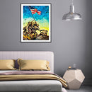 5D DIY Diamond Painting Kits Independence Day Soldier Full Round Drill Wall Arts