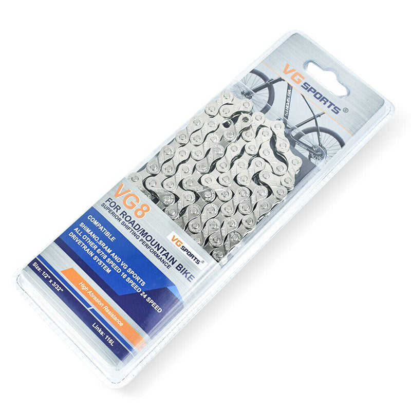 VG Sports Bicycle Chain Steel 116 Links Mountain MTB Road Bike Chain (8s) Newly