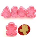 4Pc/Set Christmas Cookie Biscuit Plunger Mould Fondant Mold P1X7 Baking P6I8