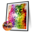5D Kit Rhinestone Pictures DIY Colorful Cat Full Round Drill Diamond Painting