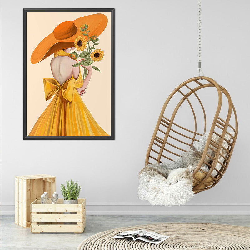 Sunflower Girl Full Cross Stitch 11CT Printed Embroidery Craft Kits Home Decor