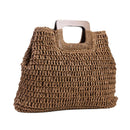 Retro Big Totes Women Woven Shoulder Handbags Top-handle Bags (Dark Brown)