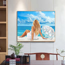 Beach Girl Back Oil Paint By Number Kit DIY Acrylic Painting on Canvas Framel