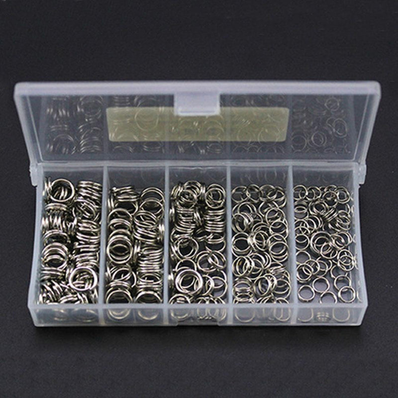 250pcs 5-Size High-carbon Steel Fishing Split Rings Double Loop Connectors