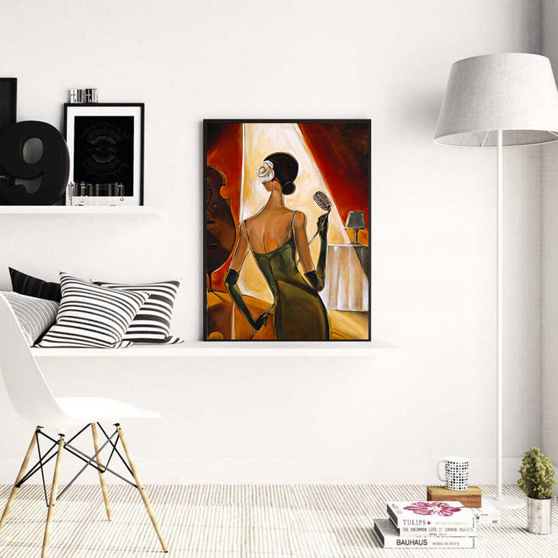Women Singer Wear Dress Frameless Digital Paint Hand Painted Oil Picture Deco