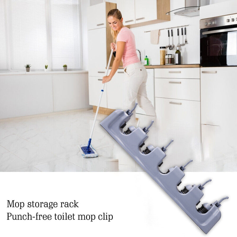 Multi-Purpose Hooks Wall Mounted Mop Organizer Holder Rack Broom Hanger Hooks