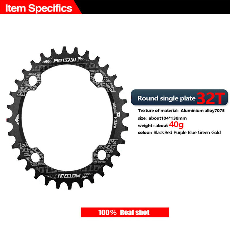 MOTSUV 104 BCD Positive Negative Tooth Disc Bike Single Plate (32T Oval)