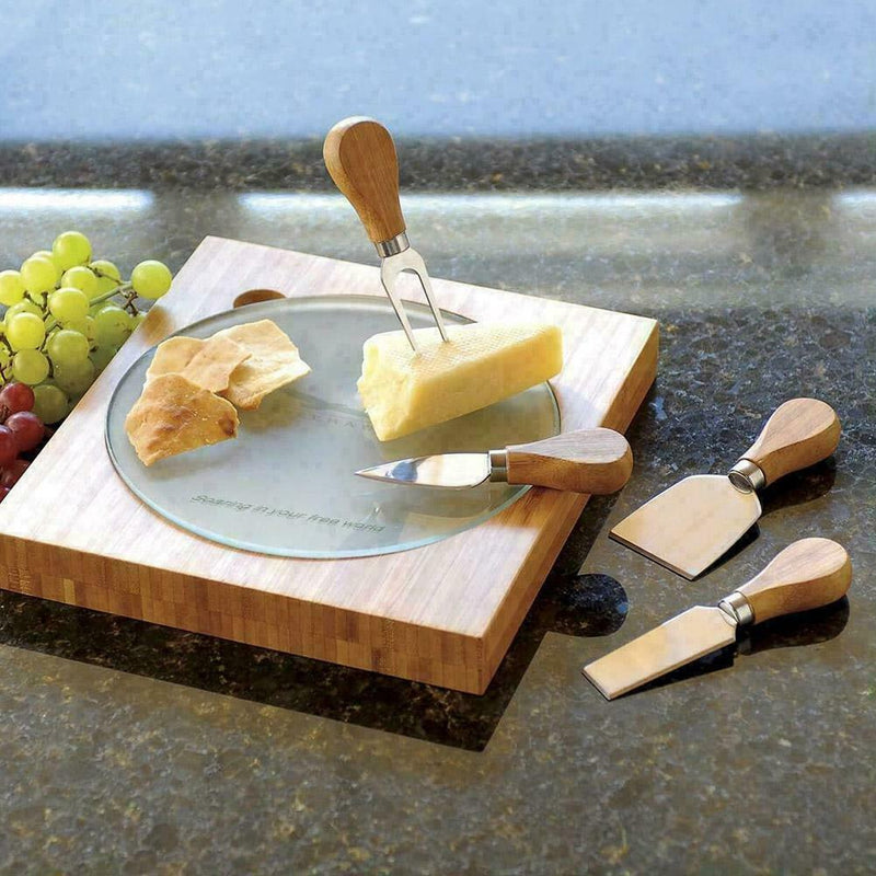Bamboo Cheese Board Kitchen Wooden Handle Set Board Steel Cheese U9O8 G5Z9