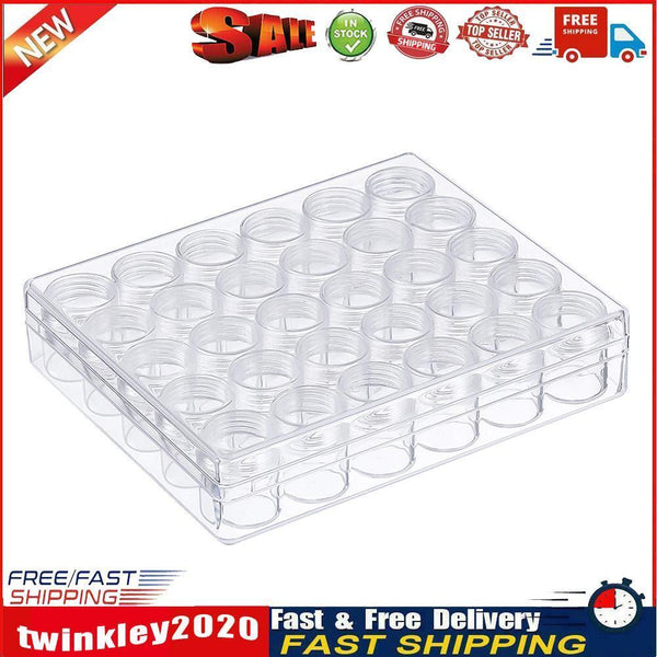 Clear Plastic Bead Jewelry Storage Containers with 30pcs Small Round Jars Newly