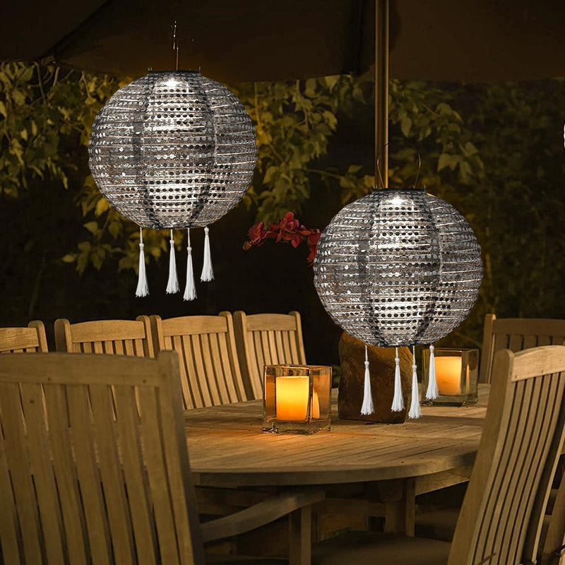 Solar Sequin Projection Lantern Outdoor Waterproof Yard Decor (Warm Light)
