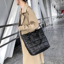Embroidery Thread Lattice Crossbody Tote Bag Female Trending Shopping Handbag