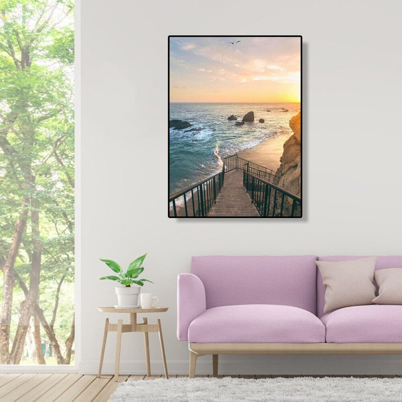 Painting By Numbers Kit DIY Seaside Steps Canvas Oil Art Picture Home Decor