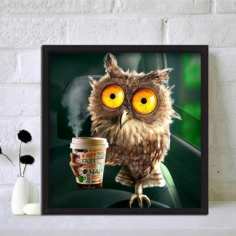 Full Round Drill Mosaic Craft DIY Funny Owl Diamond Painting Rhinestone Poster