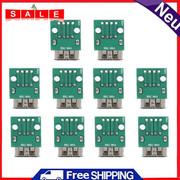10pcs USB 2.0 Female Jack Socket to DIP 4P Adapter PCB Board Terminals Connector