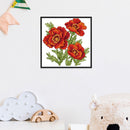 17x17cm Needlework Kit DIY Cross Stitch 14CT Stamped (H452 Red Flower)