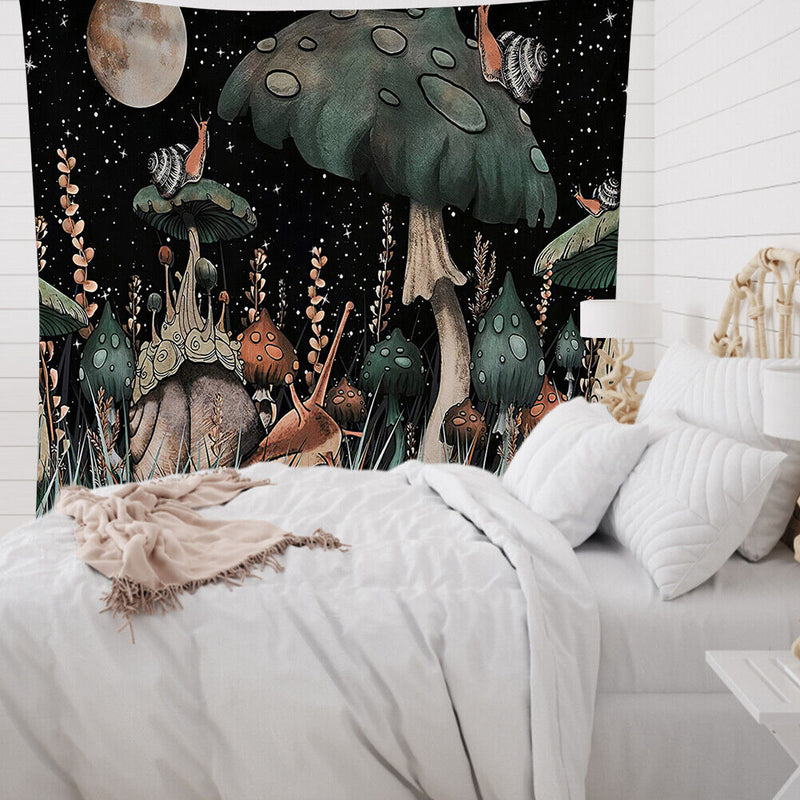 Mushroom Snail Printing Woven Tapestry Hanging Psychedelic Bohemian Tapestr