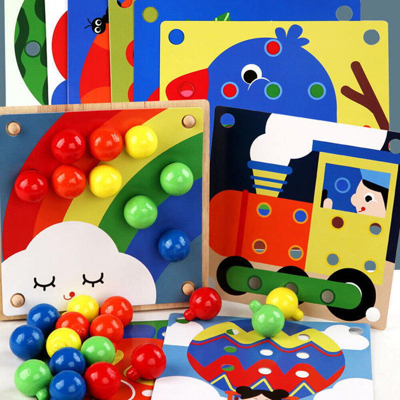 Mushroom Nail Puzzle Educational Didactical Intelligent Games DIY Flash Board