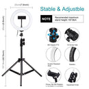 Dimmable Video Light Kits LED Ring Light with 110cm Tripod 3 Color Temperature