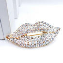 UEB Sexy Elegant Women's Crystal Lips Costume Brooches Creative Kiss Pin Schmuc